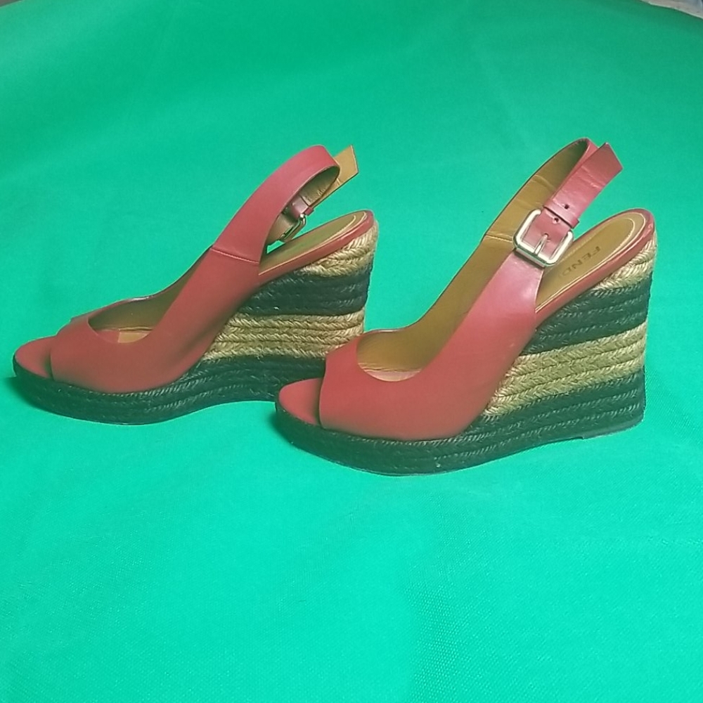 Fendi Leather Color Block Espadrilles